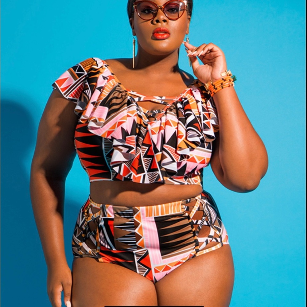 COPY - Vibrant Aztec Print Bikini with High-Waisted Design by Monif C. BOTTOMS …